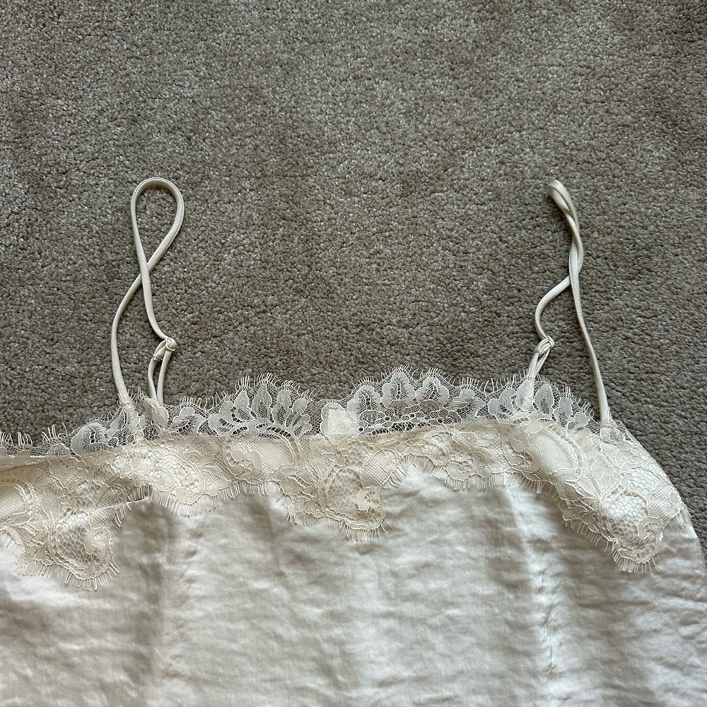 H&M NWT Lace-Trimmed Slip Cream Mini Dress - Picture 4 of 6